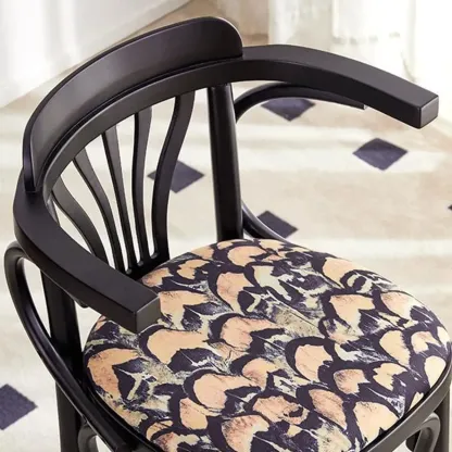 Vintage Wood Upholstered Bar Stools with Arms Image - 7