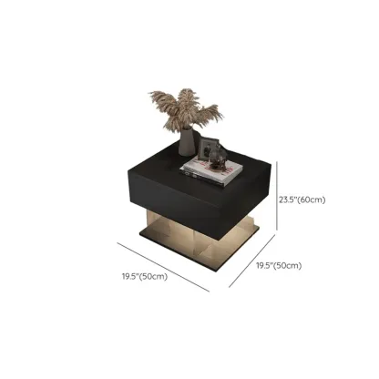 Modern Acrylic Wood Top 1 Drawer Nightstand with Light Image - 13