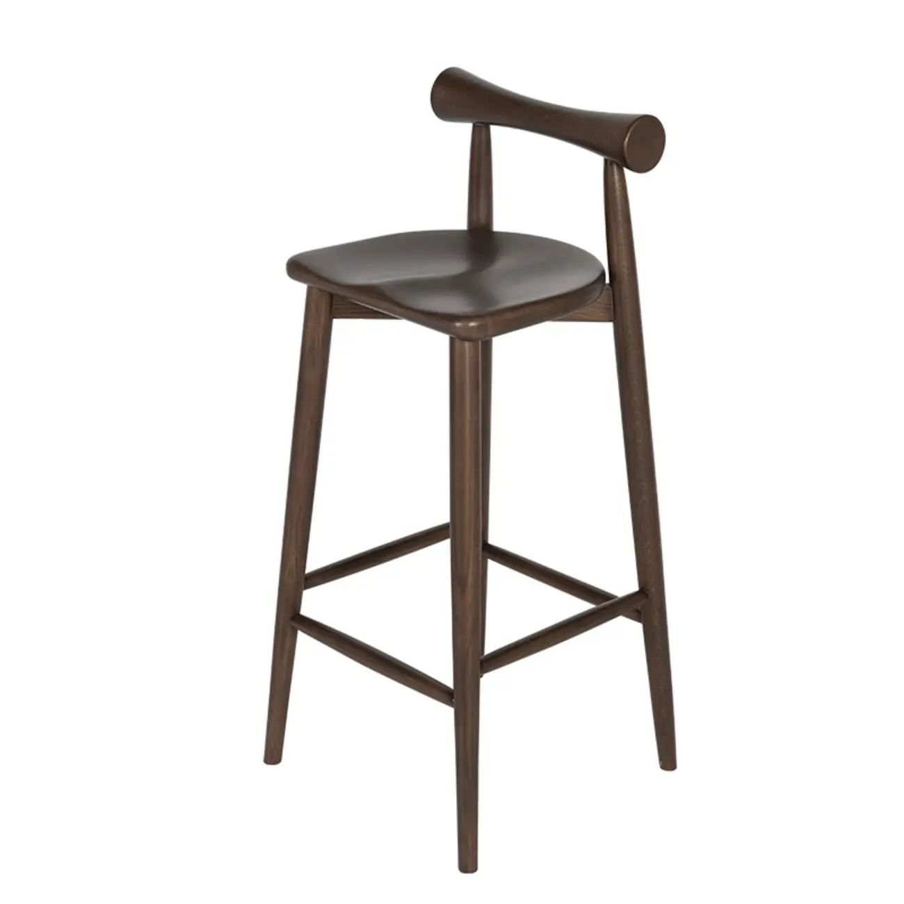 Minimalist Black Wooden Bar Stools with Backs Image - 3 | homeyfad