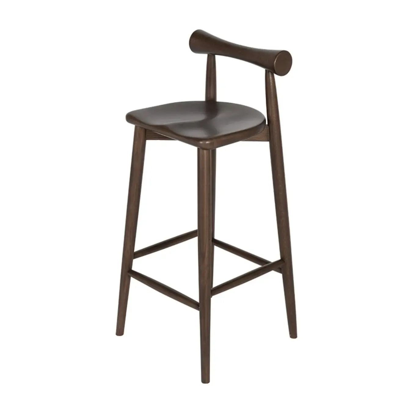 Minimalist Black Wooden Bar Stools with Backs Image - 3