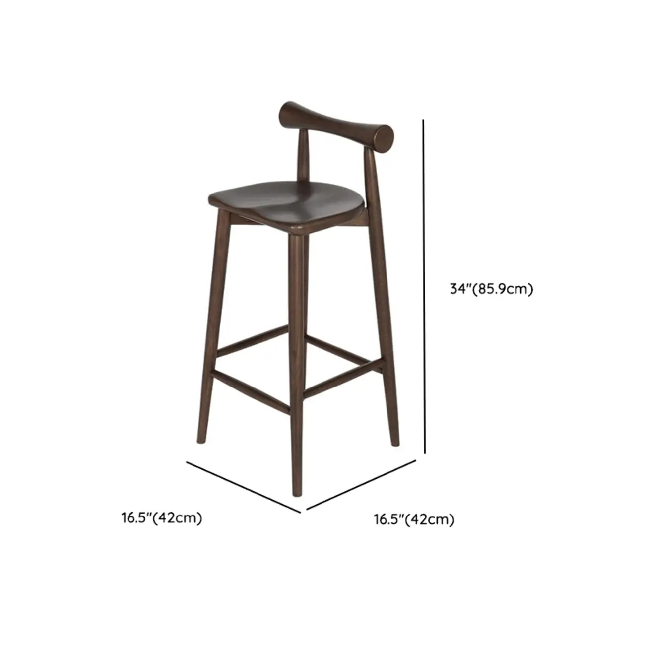 Minimalist Black Wooden Bar Stools with Backs #size