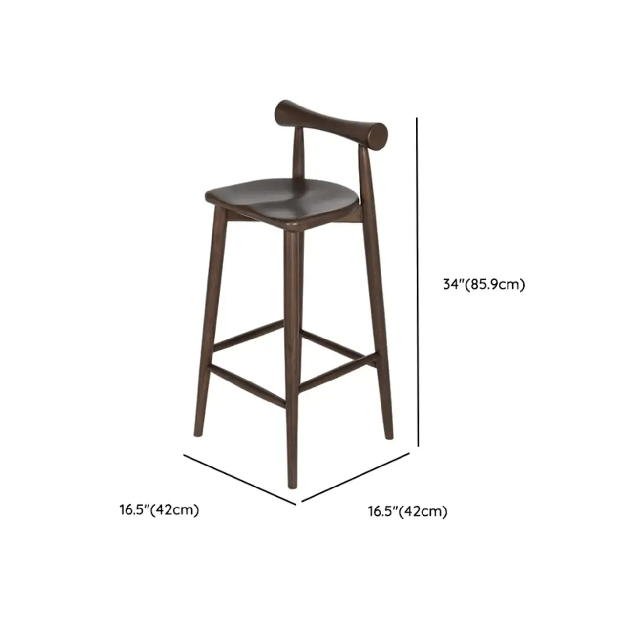 Minimalist Black Wooden Bar Stools with Backs #size