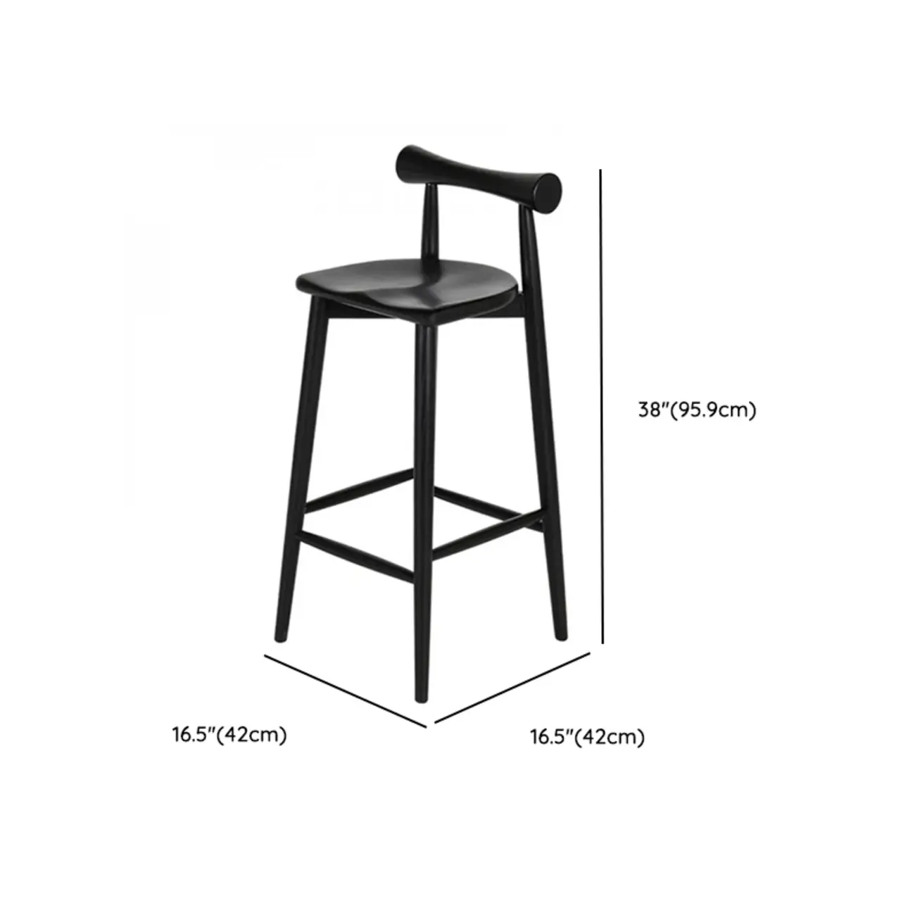 Minimalist Black Wooden Bar Stools with Backs Image - 9 | homeyfad