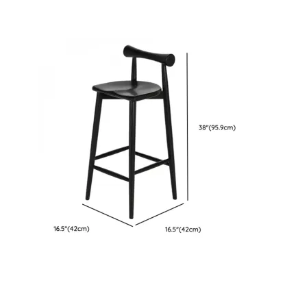 Minimalist Black Wooden Bar Stools with Backs Image - 9