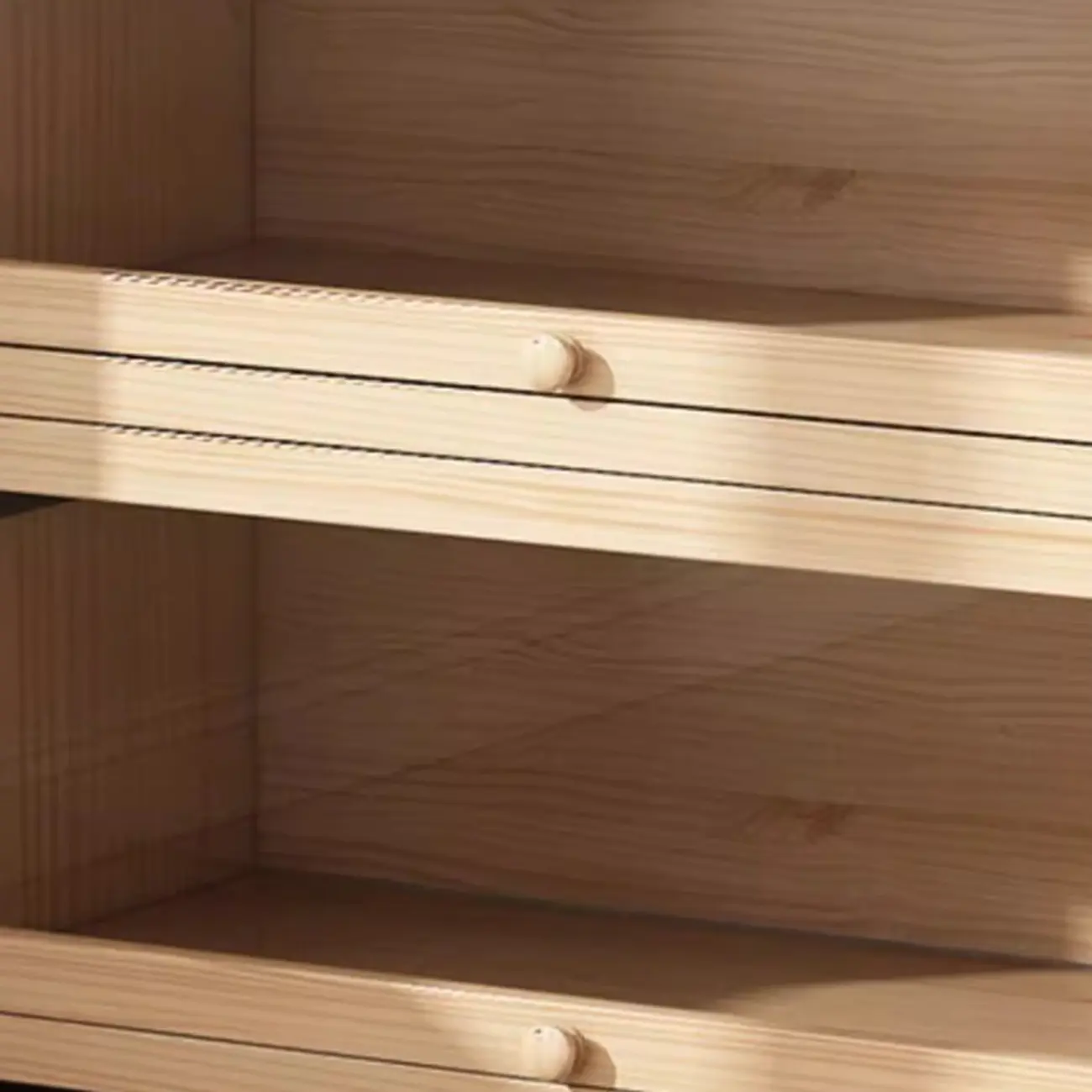 Natural Finish Flip-Top Wooden Bookcase with Glass Doors Image - 10 | homeyfad