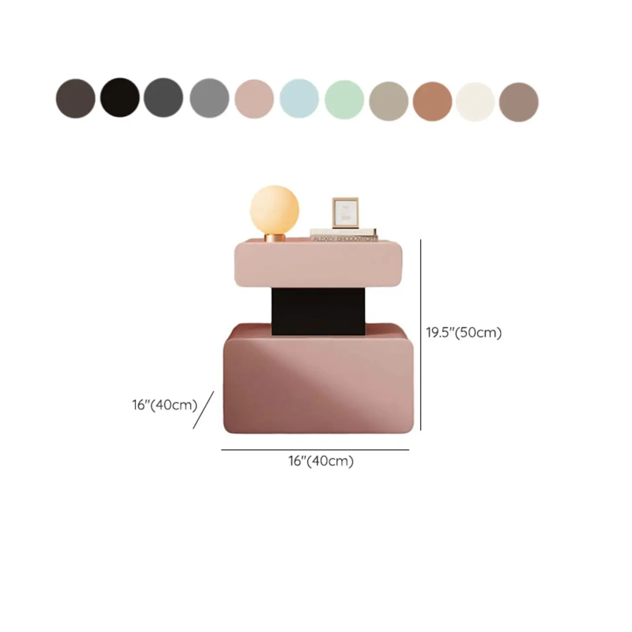 Art Deco Faux Leather Modern Bedroom Nightstand 2 Drawers #size | homeyfad