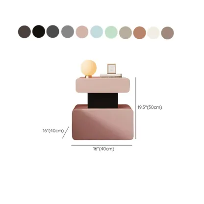 Art Deco Faux Leather Modern Bedroom Nightstand 2 Drawers #size