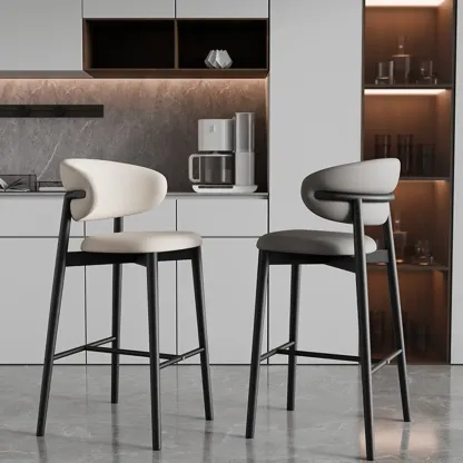 Counter Height Comfort Leather Bar Stool with Metal Legs Image - 1