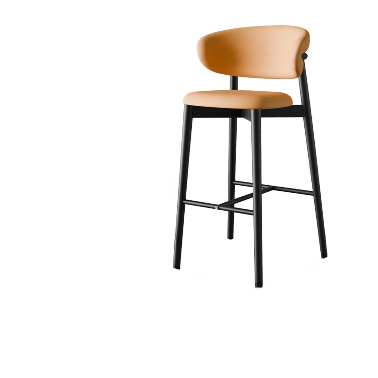 Counter Height Comfort Leather Bar Stool with Metal Legs Image - 4 | homeyfad
