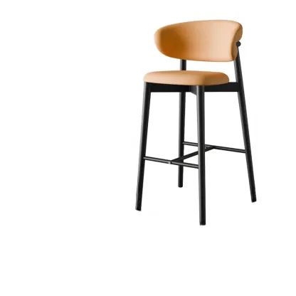 Counter Height Comfort Leather Bar Stool with Metal Legs Image - 4
