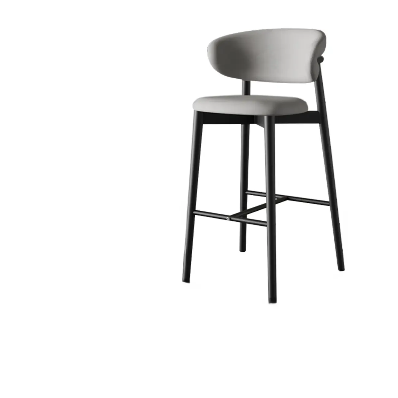 Counter Height Comfort Leather Bar Stool with Metal Legs Image - 9