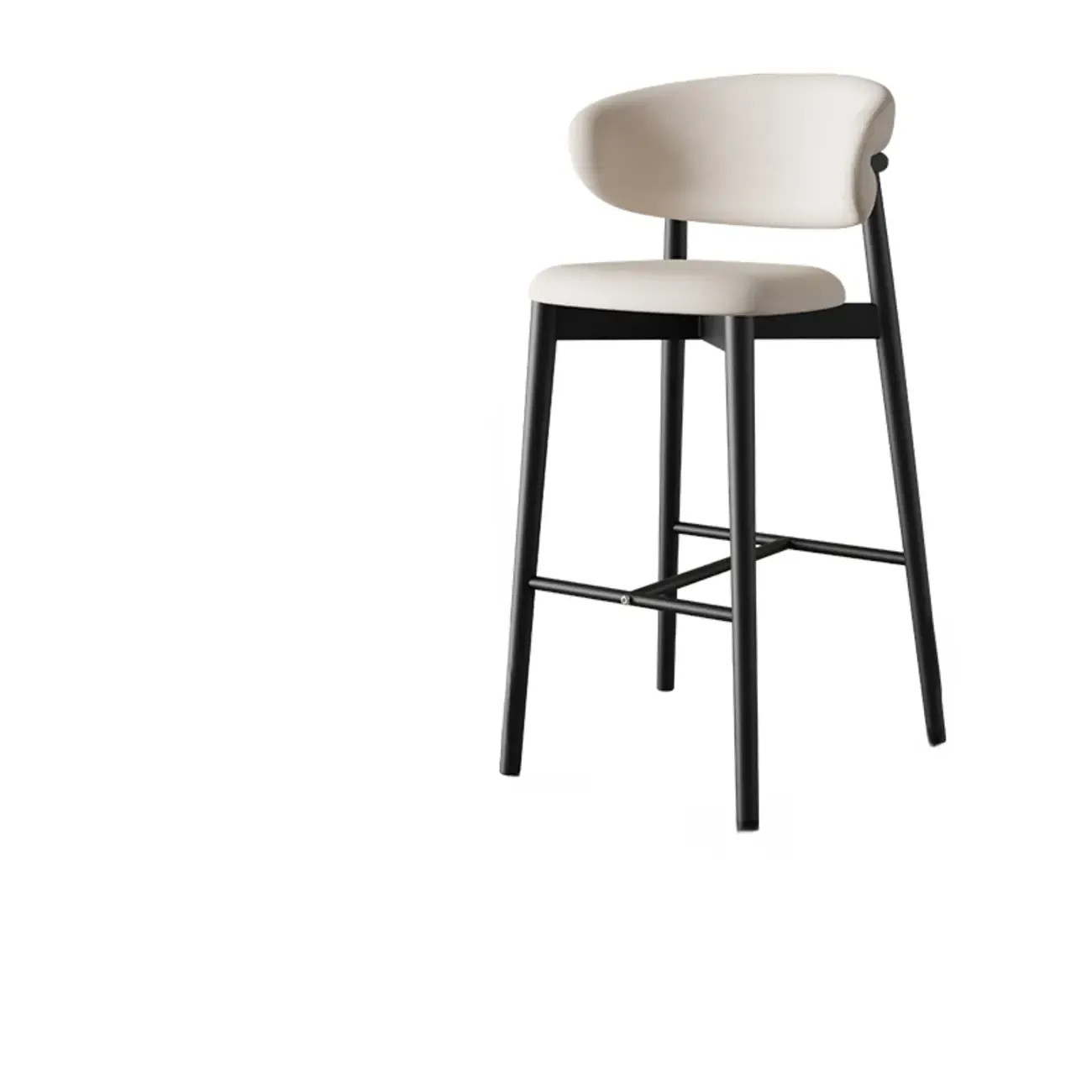 Counter Height Comfort Leather Bar Stool with Metal Legs Image - 6