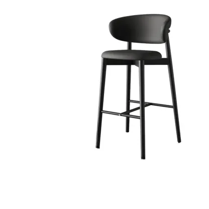 Counter Height Comfort Leather Bar Stool with Metal Legs Image - 8