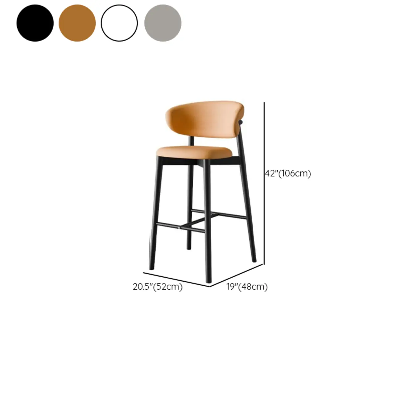 Counter Height Comfort Leather Bar Stool with Metal Legs Image - 14 | homeyfad