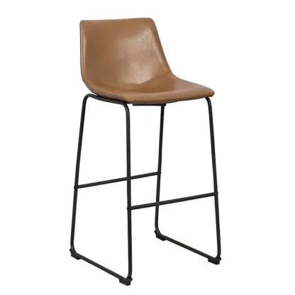 Modern Pedestal Upholstered Leather Counter Height Bar Stools Image - 9