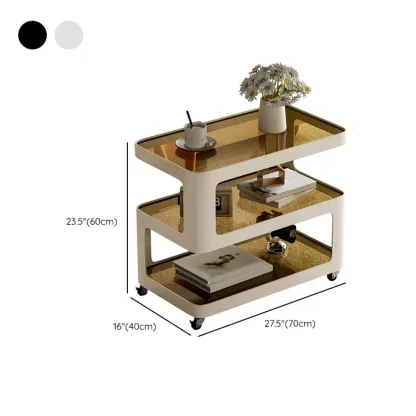 Rectangular Glass Top 3-Layer Storage Mobile Side Table Image - 14