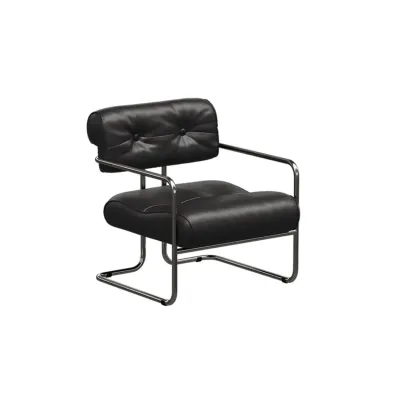 Modern Nappa Leather Solid Color Accent Chair with Arms Image - 2