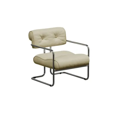 Modern Nappa Leather Solid Color Accent Chair with Arms Image - 5