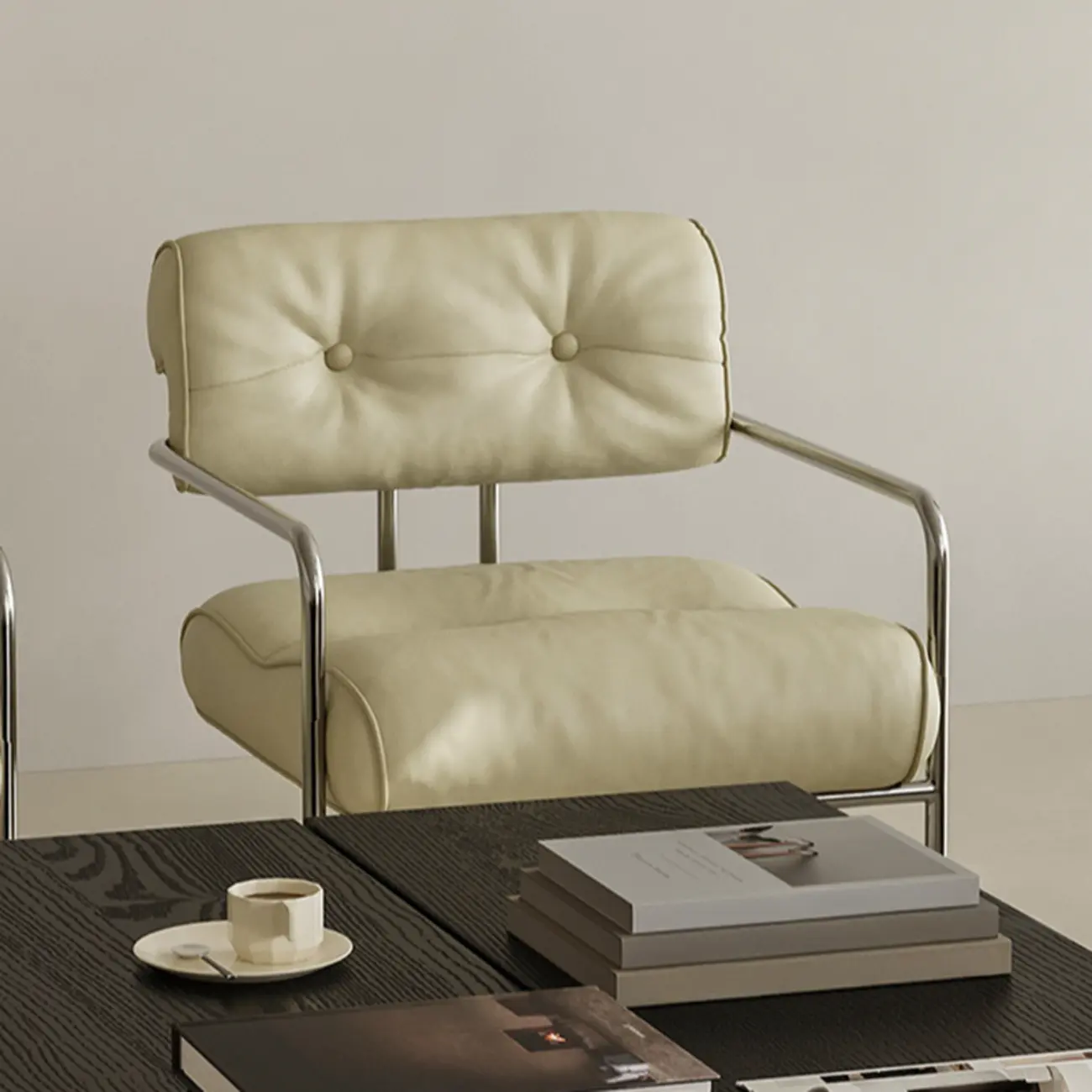 Modern Nappa Leather Solid Color Accent Chair with Arms Image - 10 | homeyfad