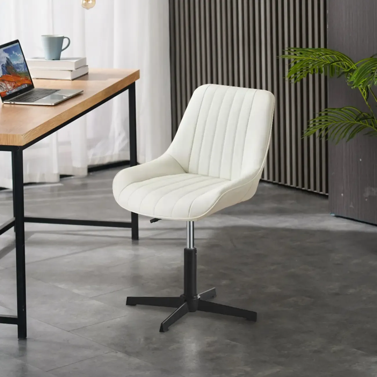 Modern Swivel Upholstered Minimalist Ergonomic Office Chair Image - 3
