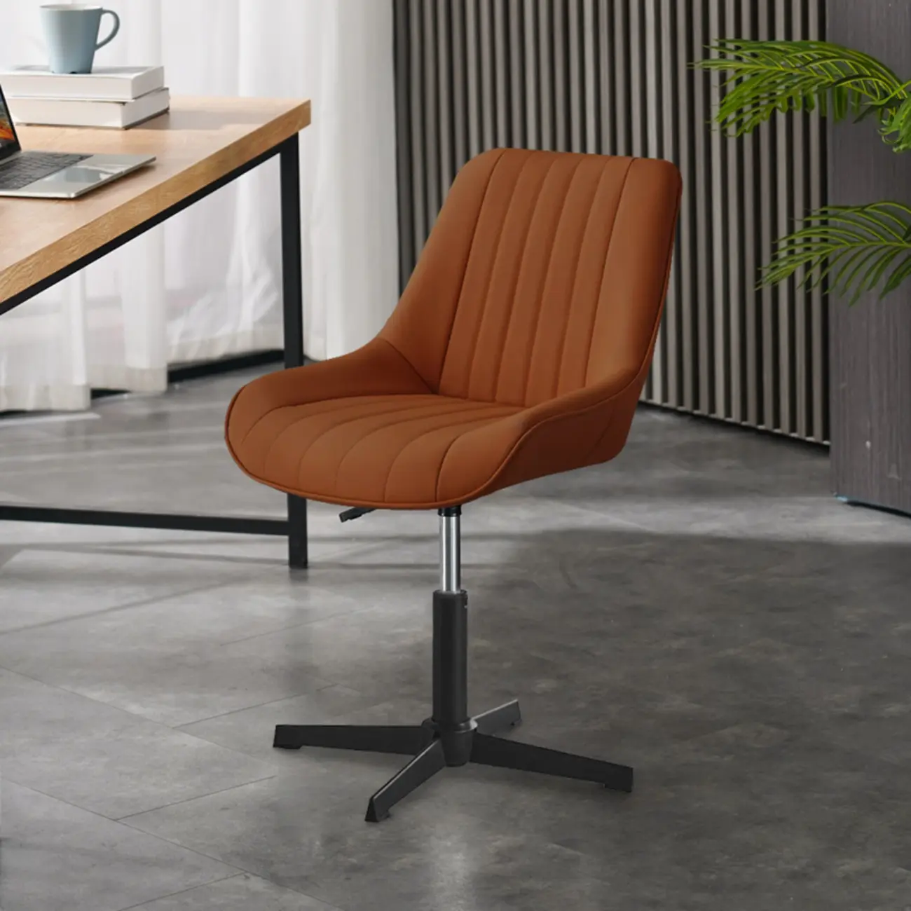 Modern Swivel Upholstered Minimalist Ergonomic Office Chair Image - 7 | homeyfad