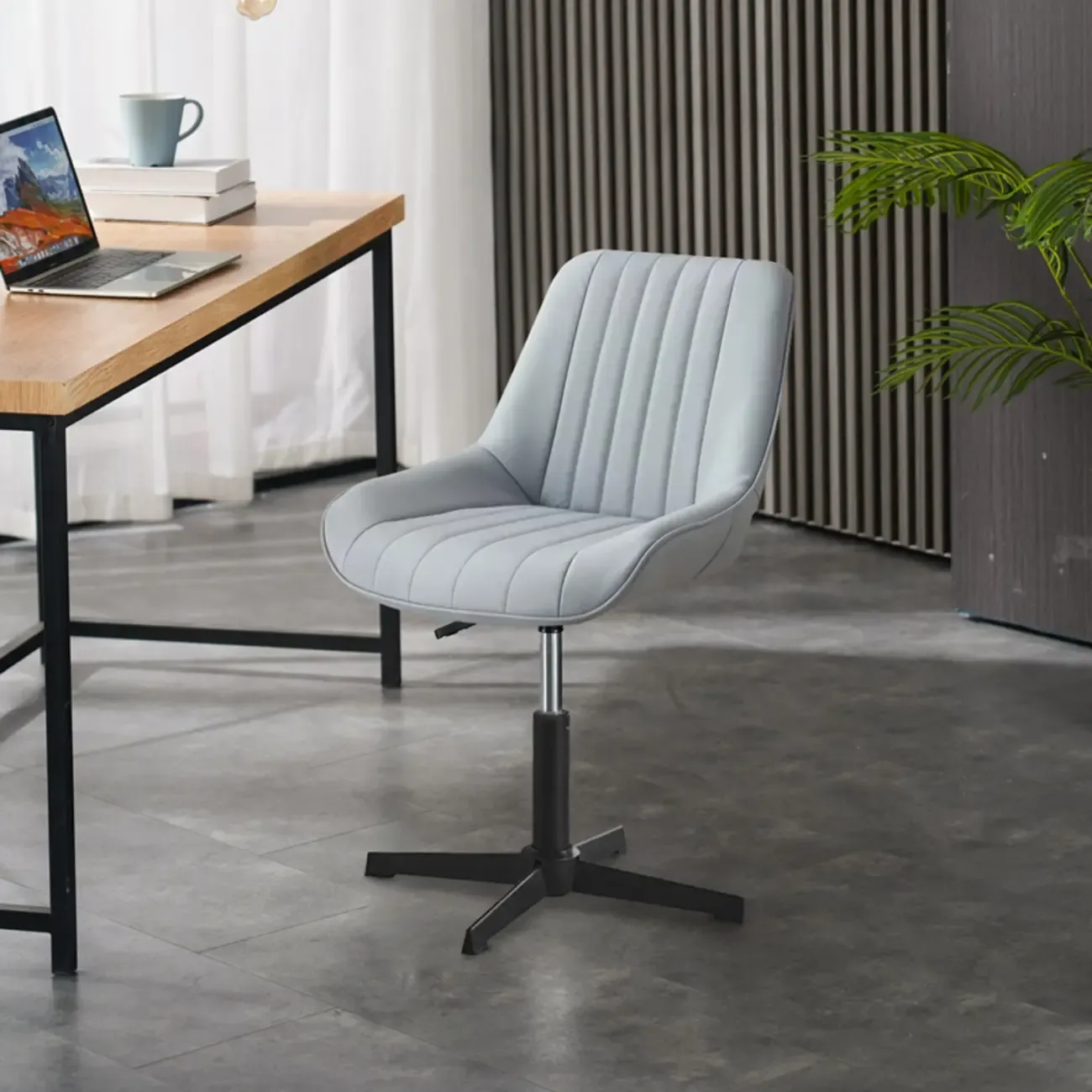 Modern Swivel Upholstered Minimalist Ergonomic Office Chair Image - 9
