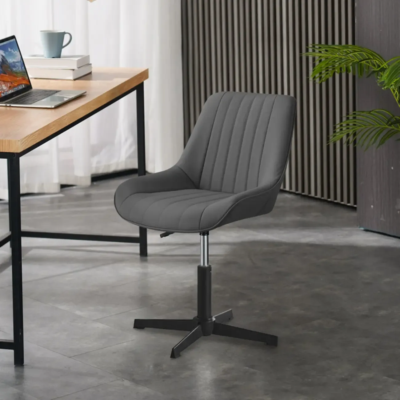 Modern Swivel Upholstered Minimalist Ergonomic Office Chair Image - 11