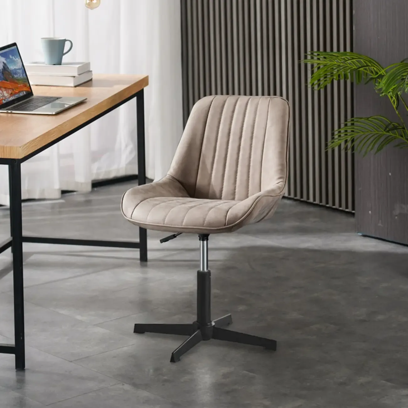 Modern Swivel Upholstered Minimalist Ergonomic Office Chair Image - 13