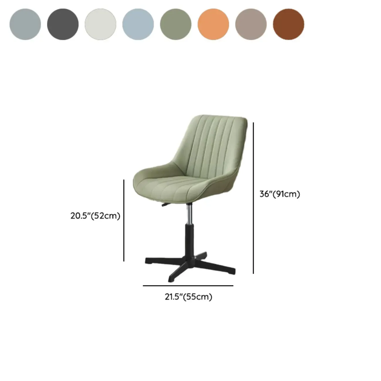 Modern Swivel Upholstered Minimalist Ergonomic Office Chair #size