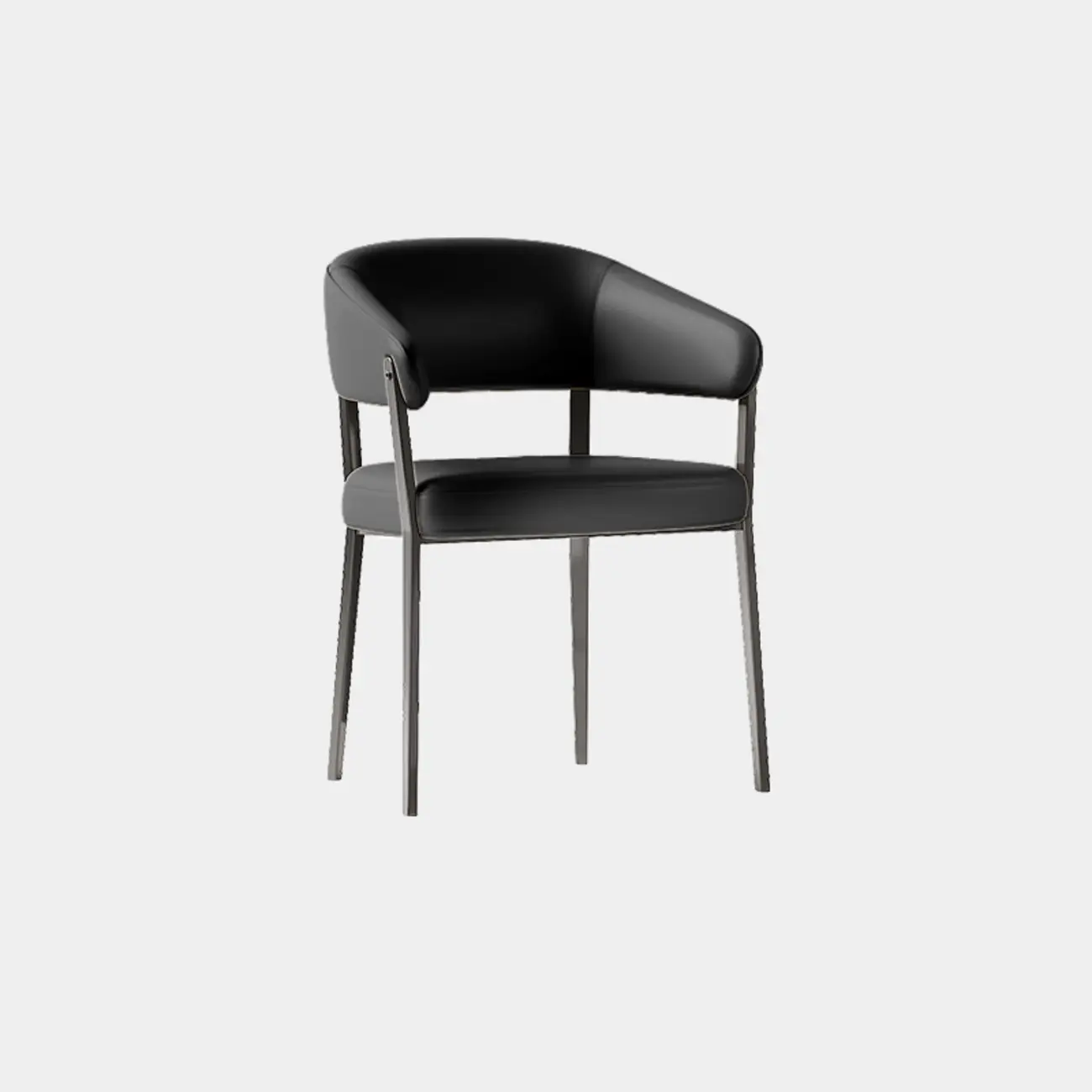 Modern Faux Leather Arm Dining Chair Open Back Alloy Legs Image - 7 | homeyfad