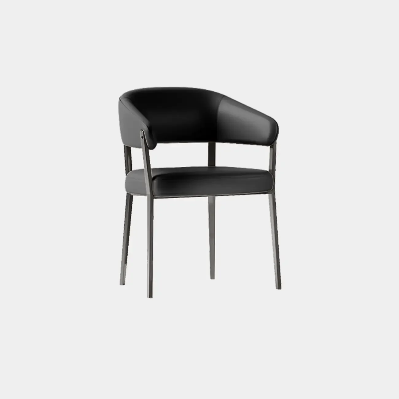 Modern Faux Leather Arm Dining Chair Open Back Alloy Legs Image - 7