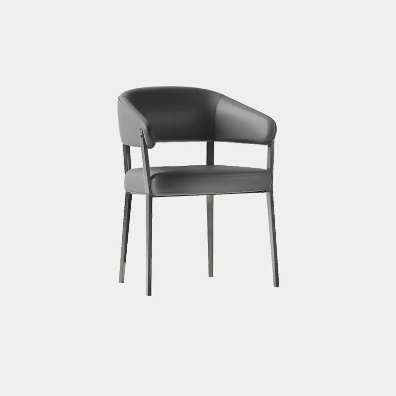 Modern Faux Leather Arm Dining Chair Open Back Alloy Legs Image - 9 | homeyfad