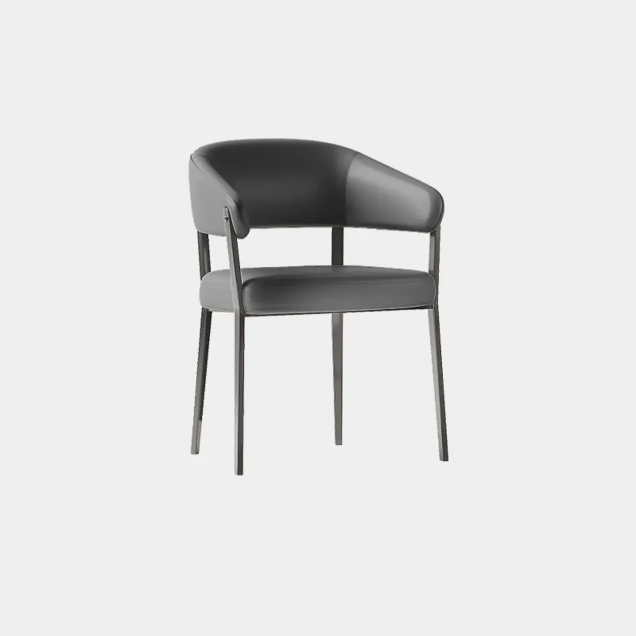 Modern Faux Leather Arm Dining Chair Open Back Alloy Legs Image - 9