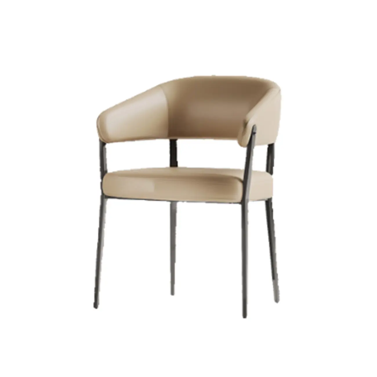 Modern Faux Leather Arm Dining Chair Open Back Alloy Legs Image - 10 | homeyfad