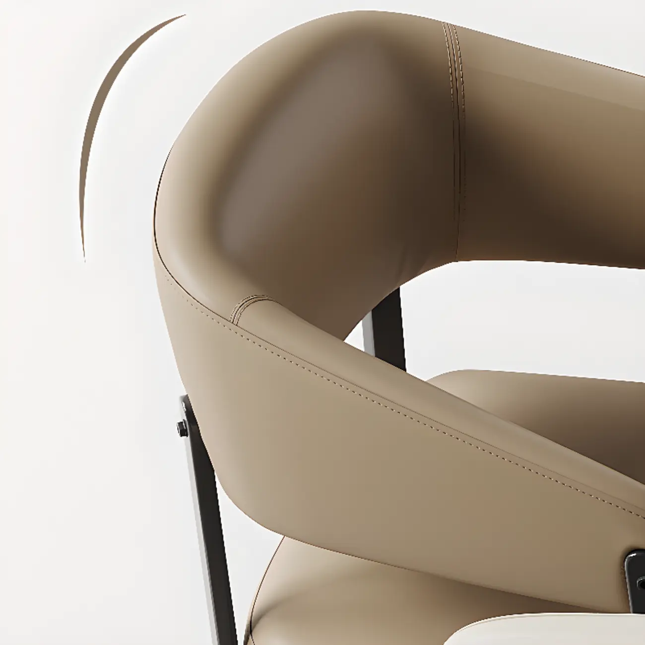 Modern Faux Leather Arm Dining Chair Open Back Alloy Legs Image - 11 | homeyfad