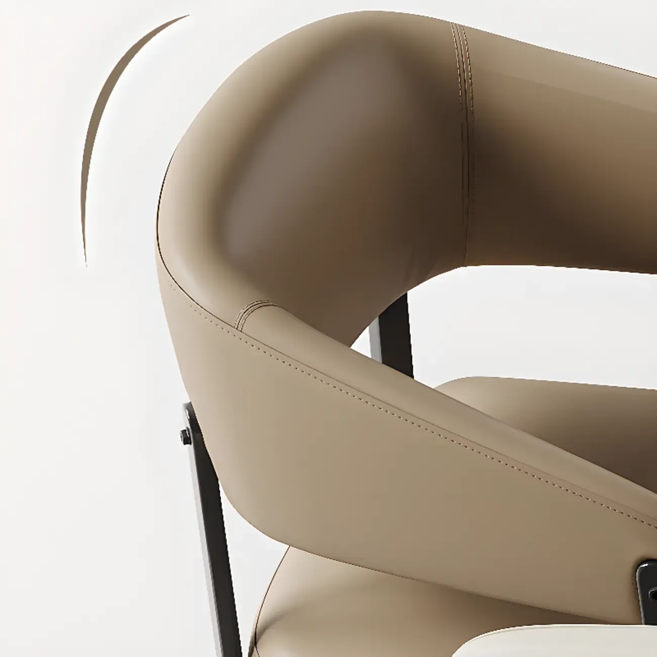 Modern Faux Leather Arm Dining Chair Open Back Alloy Legs Image - 11