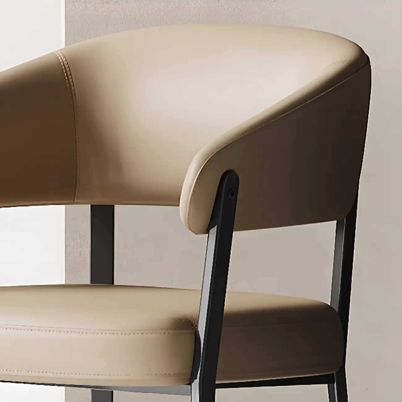 Modern Faux Leather Arm Dining Chair Open Back Alloy Legs Image - 12 | homeyfad