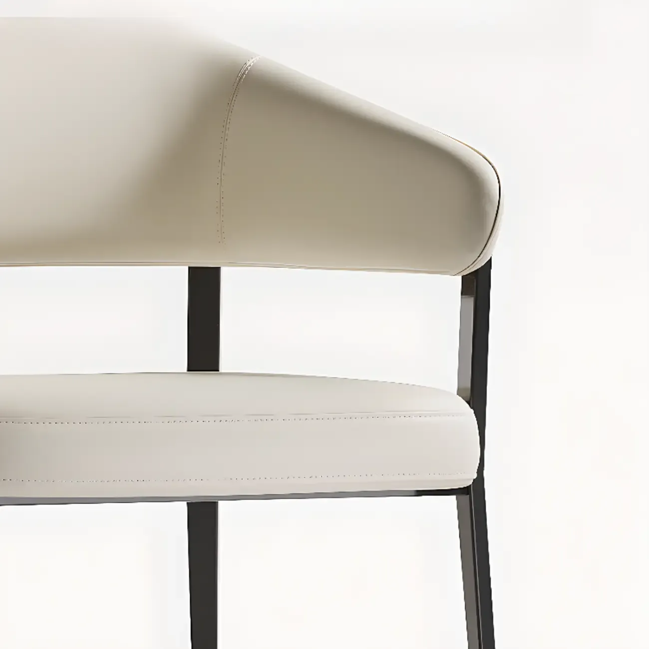 Modern Faux Leather Arm Dining Chair Open Back Alloy Legs Image - 13