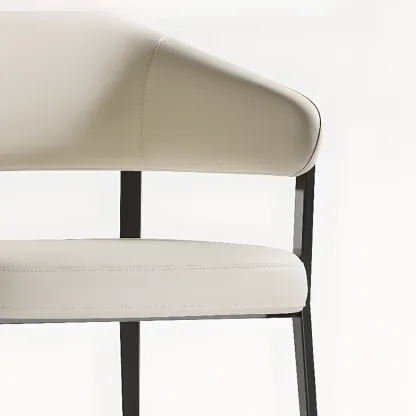 Modern Faux Leather Arm Dining Chair Open Back Alloy Legs Image - 13