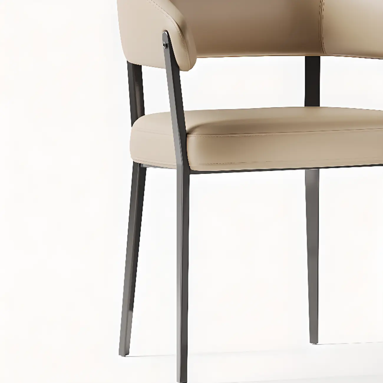 Modern Faux Leather Arm Dining Chair Open Back Alloy Legs Image - 14 | homeyfad