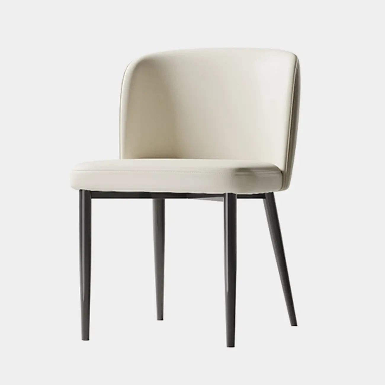 Modern Armless Microfiber Leather Dining Chair with Black Legs Image - 2