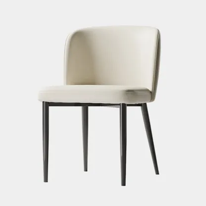 Modern Armless Microfiber Leather Dining Chair with Black Legs Image - 2