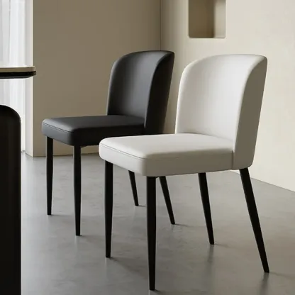Modern Armless Microfiber Leather Dining Chair with Black Legs Image - 3