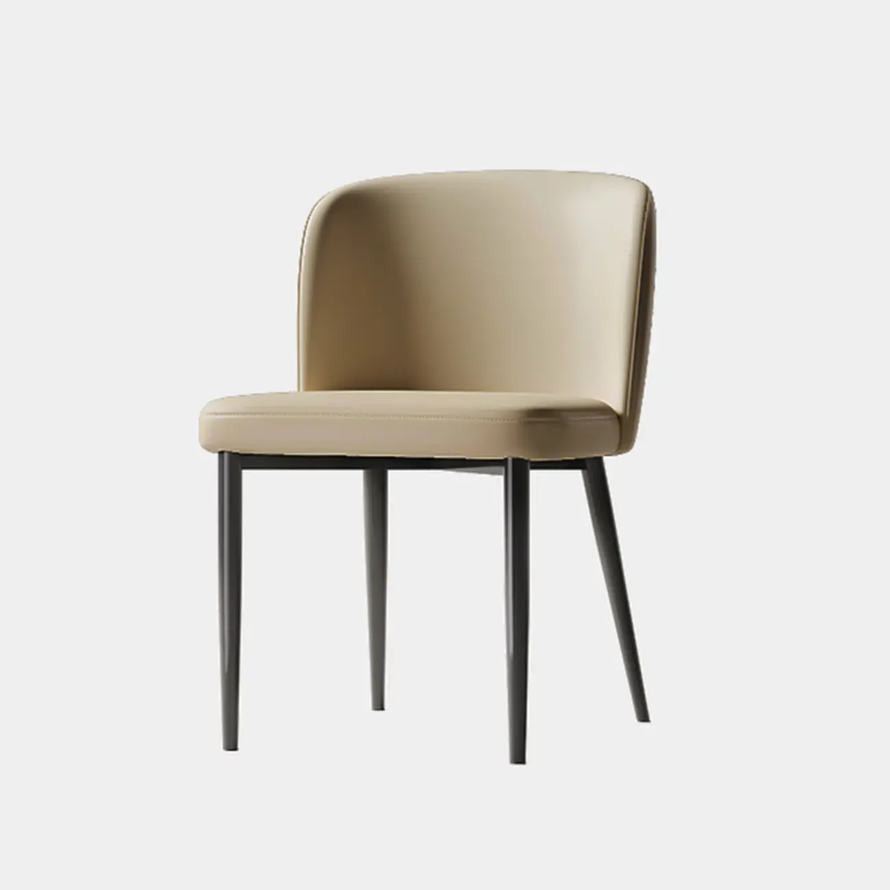 Modern Armless Microfiber Leather Dining Chair with Black Legs Image - 4 | homeyfad