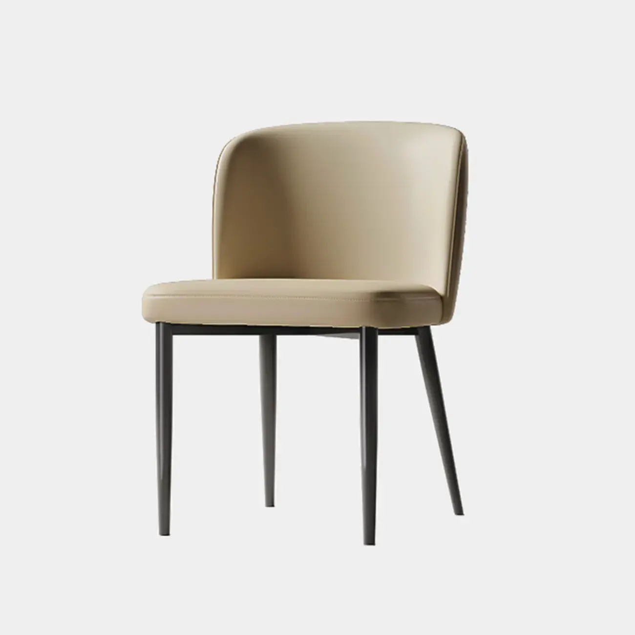 Modern Armless Microfiber Leather Dining Chair with Black Legs Image - 4