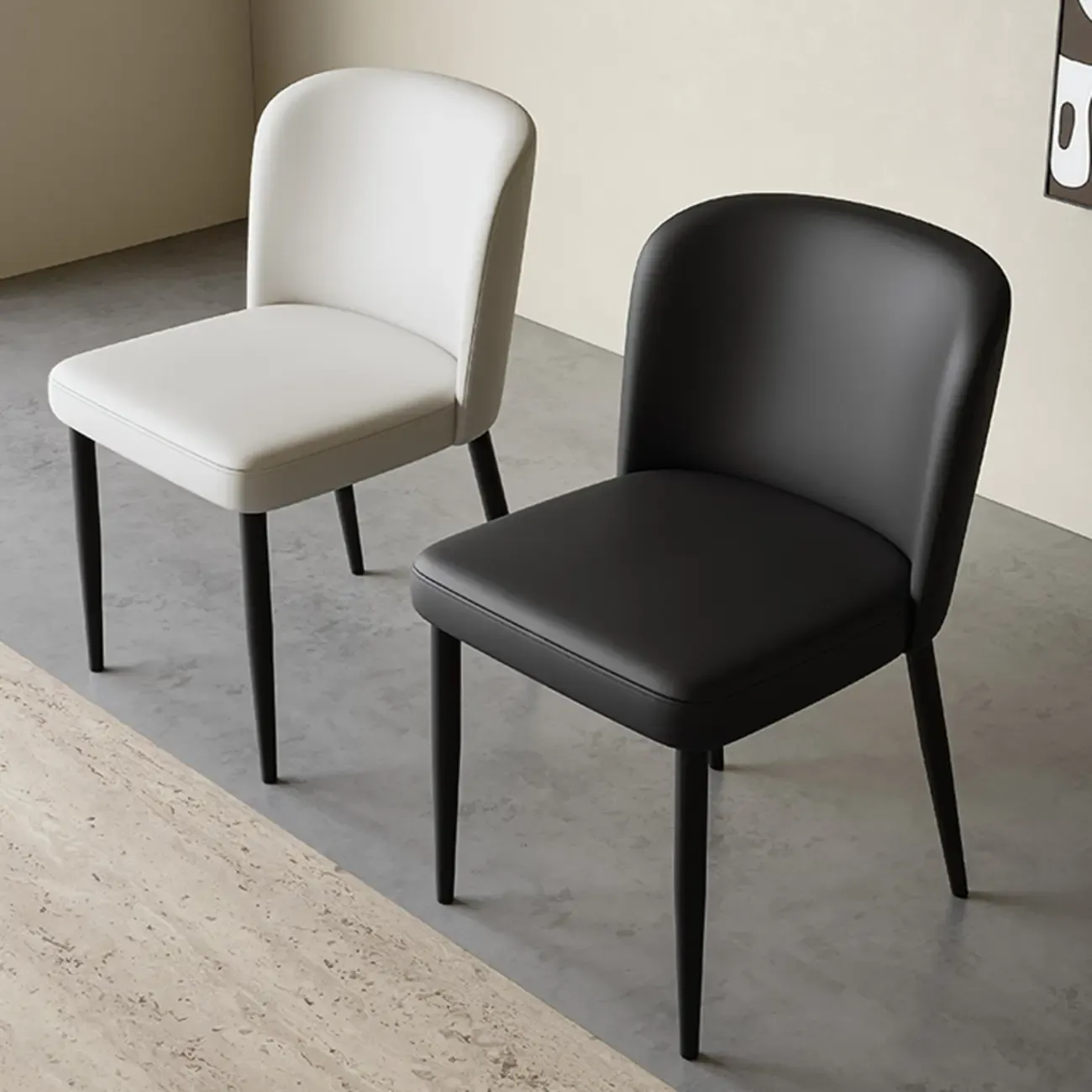 Modern Armless Microfiber Leather Dining Chair with Black Legs Image - 6