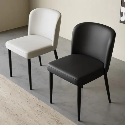 Modern Armless Microfiber Leather Dining Chair with Black Legs Image - 6