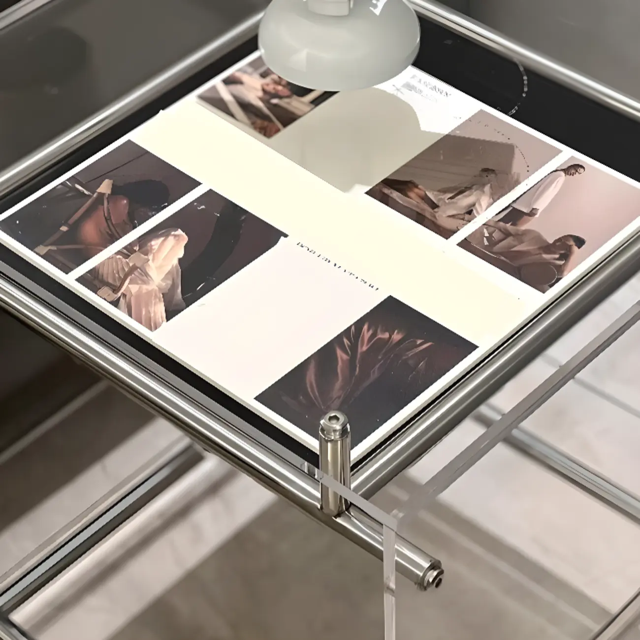 Stylish Clear Acrylic 360° Rolling Cubic Side Table Image - 6 | homeyfad