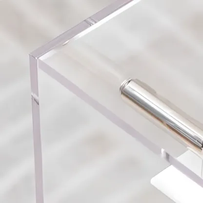 Stylish Clear Acrylic 360° Rolling Cubic Side Table Image - 8