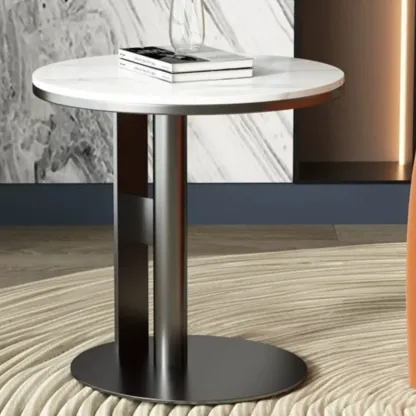 Stylish Marble-Top Steel Small C-Shaped Side Table Image - 1